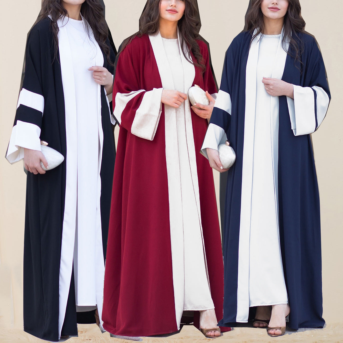 Color-Block Long Dress Jacket With Elegant Patchwork Detail For Women