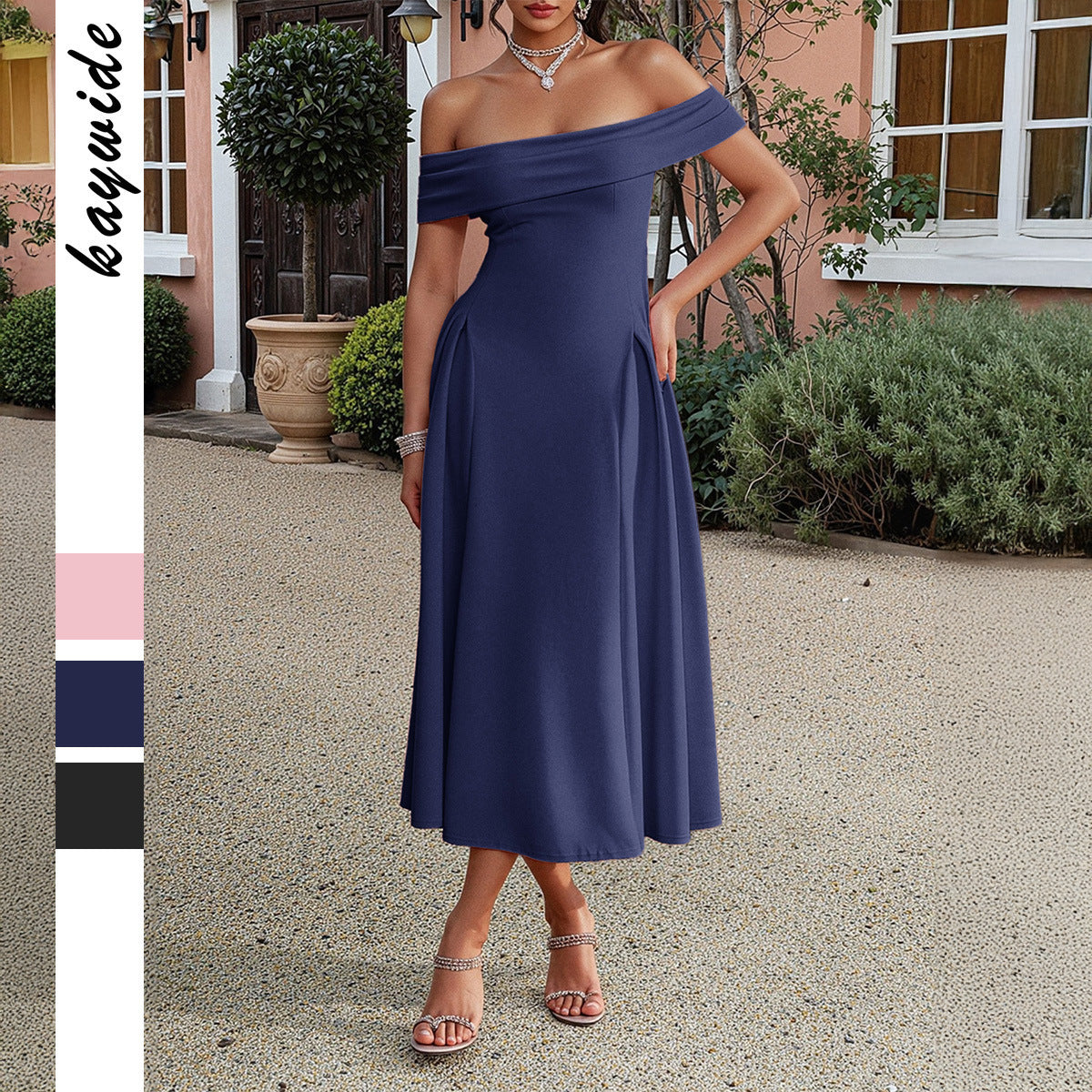 Elegant Off-Shoulder Tube Top Dress with Chic Silhouette-Theone Apparel