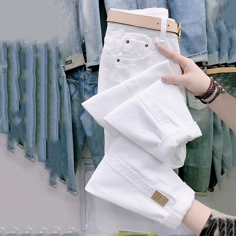 Plus-Size Loose Harem Jeans in Solid Color for Versatile Looks-Theone Apparel