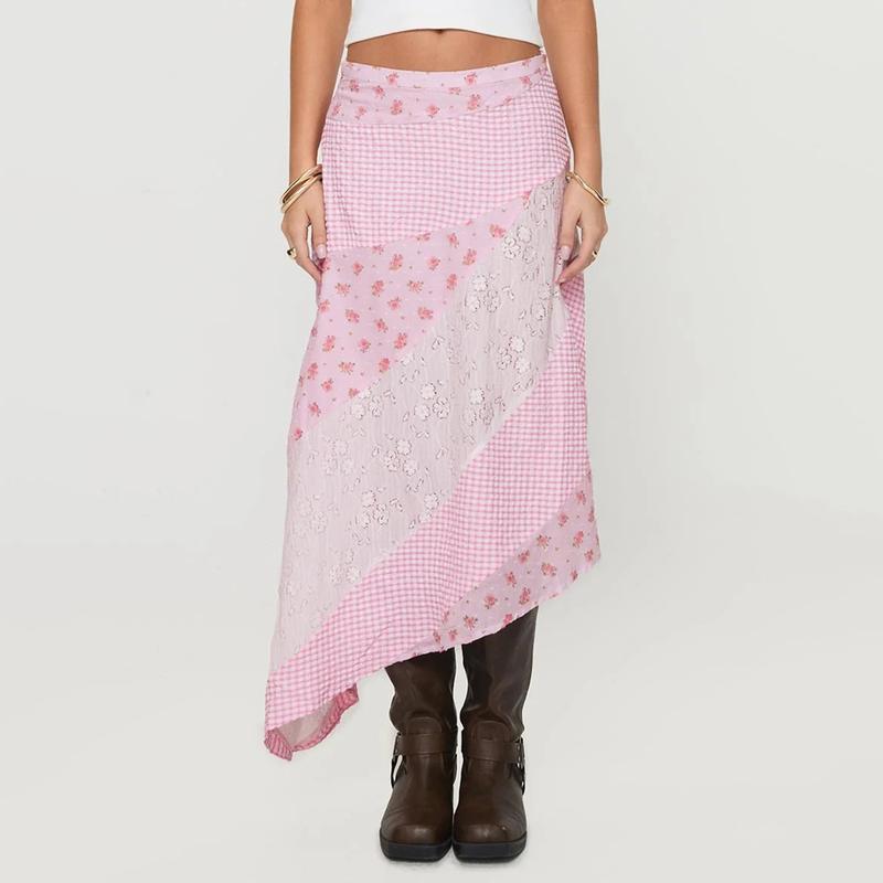 Retro Low Waist Floral Print Skirt For Vintage Charm-Theone Apparel