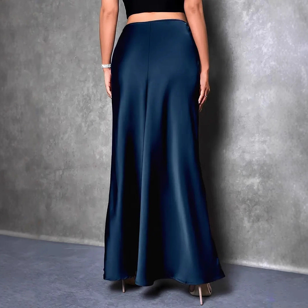 High Waist Satin Mermaid Skirt Extra Long Elegant Evening