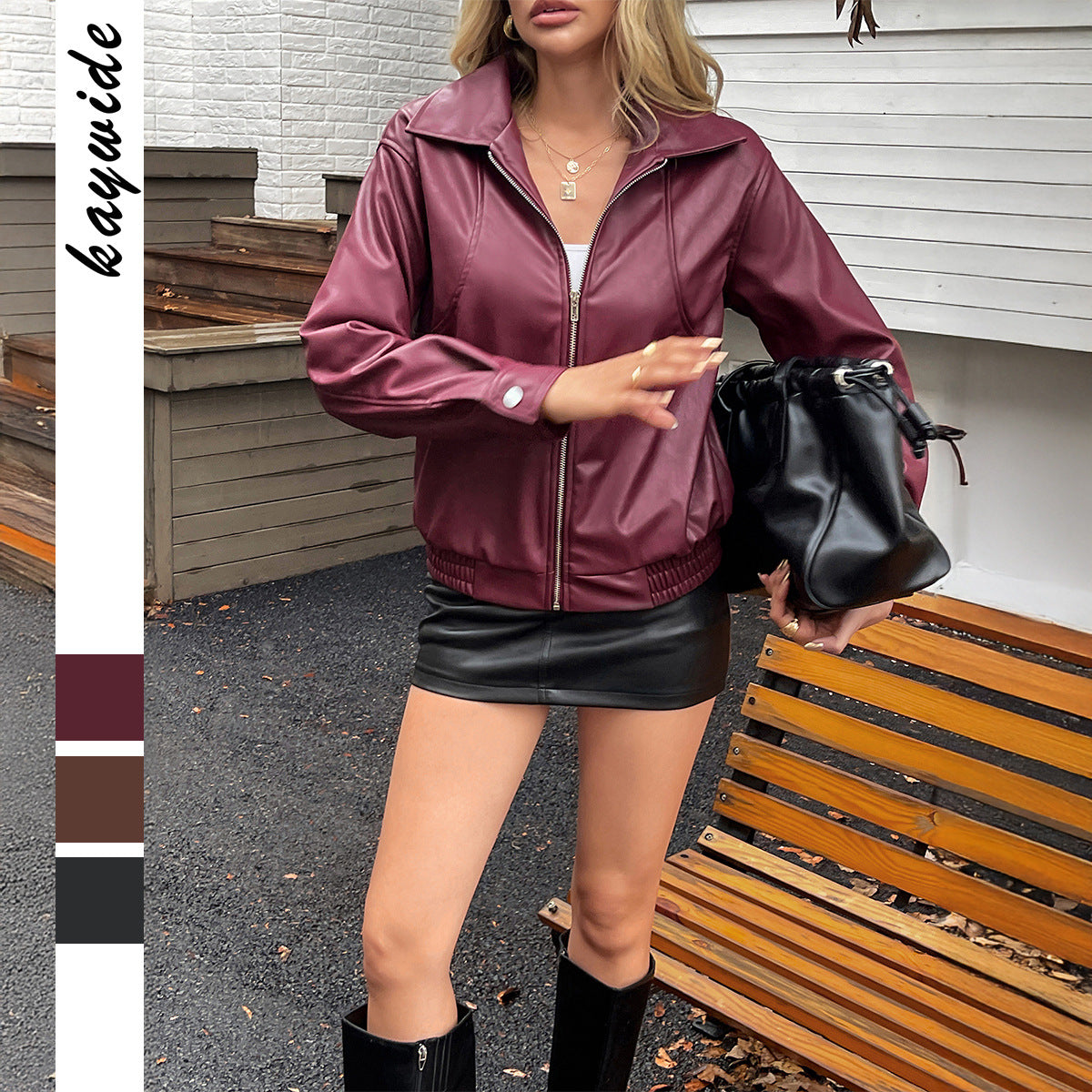 Classic Solid Color Long Sleeve Zipper Coat For Women