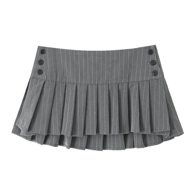 Retro Striped Suit With Pleated Skirt Women's Sexy And Versatile