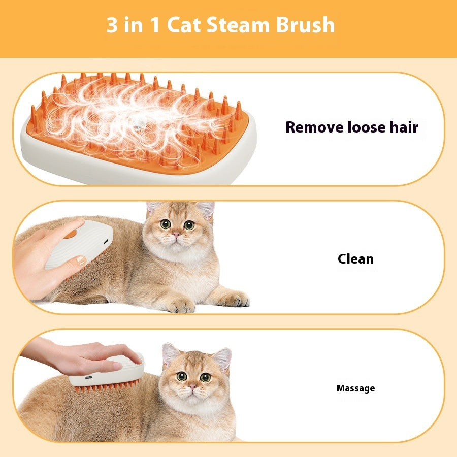 USB Rechargeable Steam Brush Comb For Pet Grooming