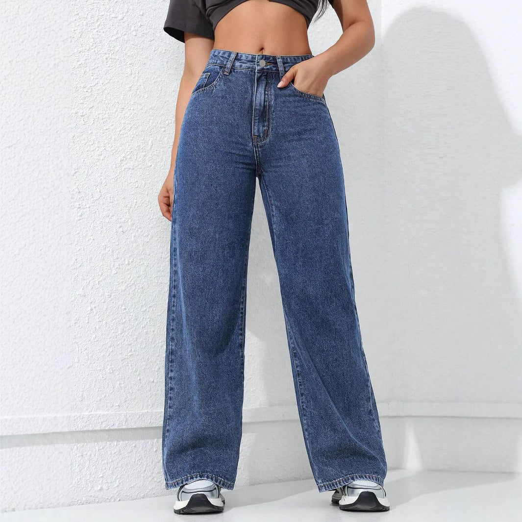 Pantalon de jean à jambes larges à jambe large et lâche détendue pour le confort