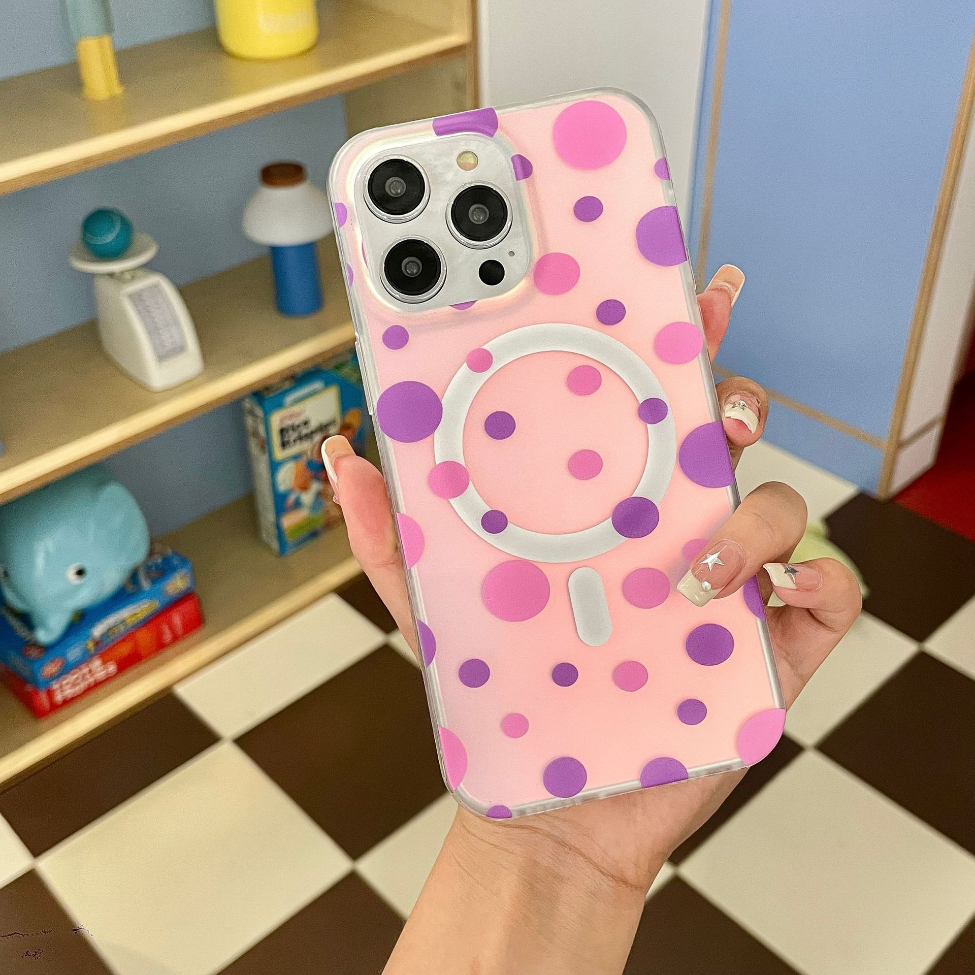 Magnetic Polka Dot Shock?Resistant TPU Phone Case For iPhone