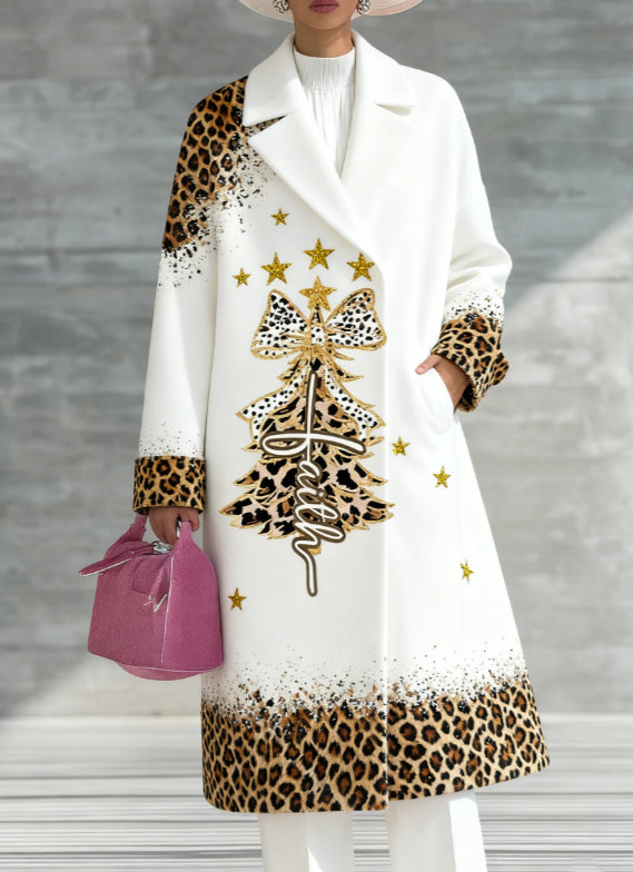 Printed Casual Lapel Long-sleeved Long Coat