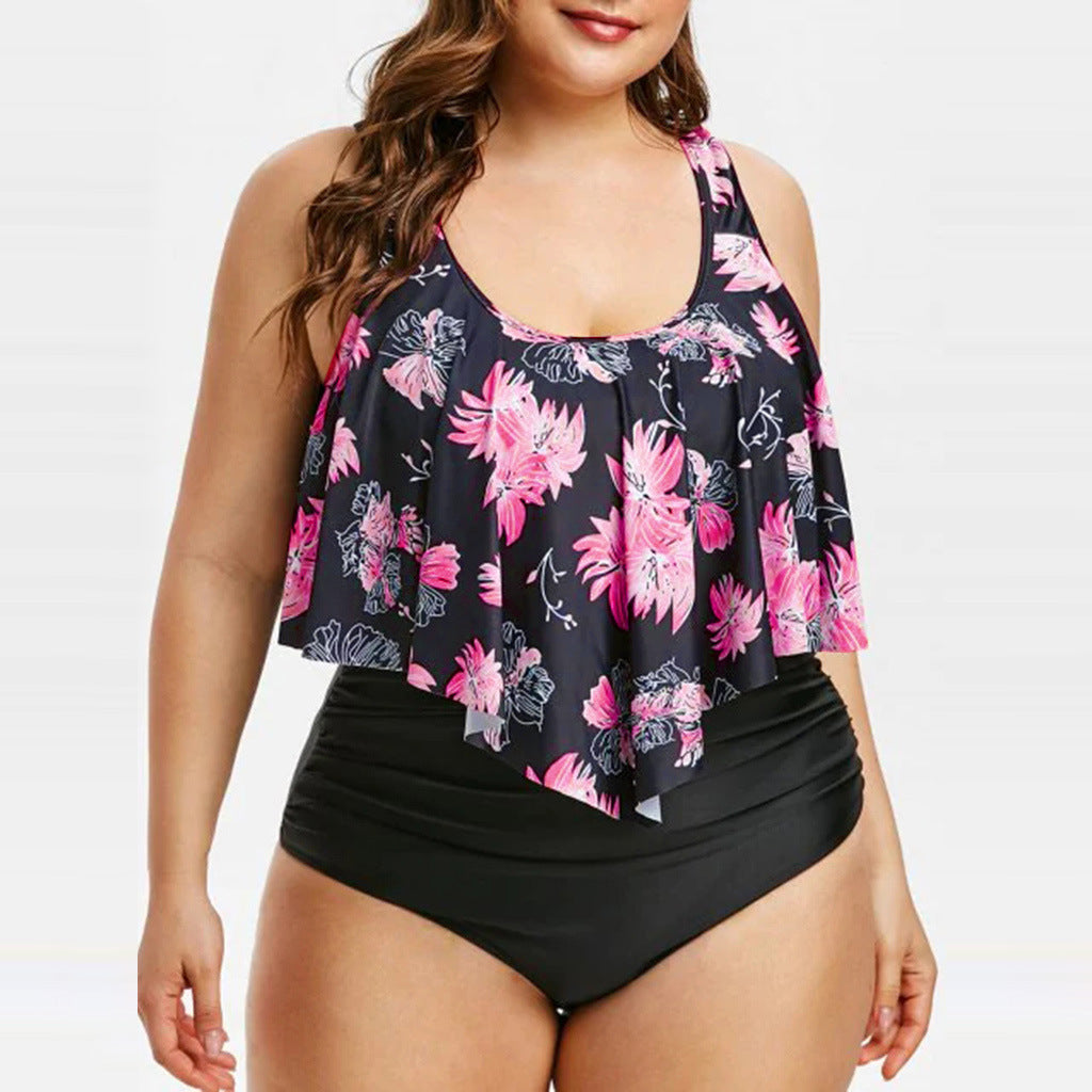 High-Tail Lotus print uit één stuk zwempak voor elegante flair
