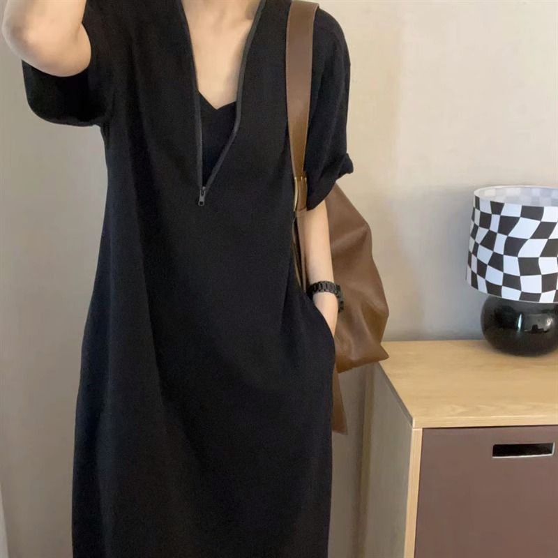 Premium Retro Hepburn Style Dress with Zipper Closure