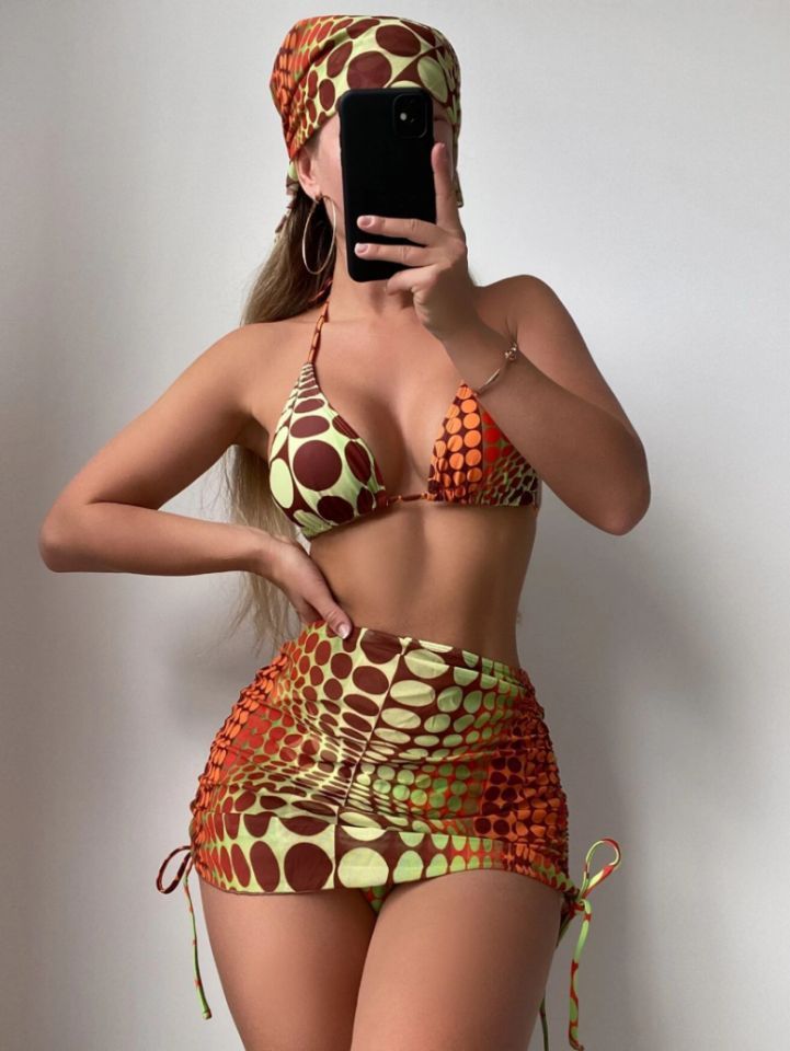 Women's Two Piece Retro Style Bikini Skirt Set