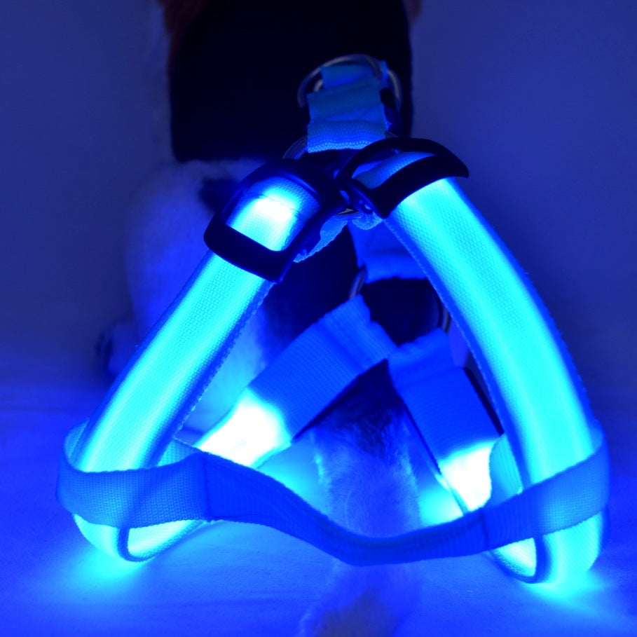LED Luminous Dog Harness And Leash Set For Night Safety