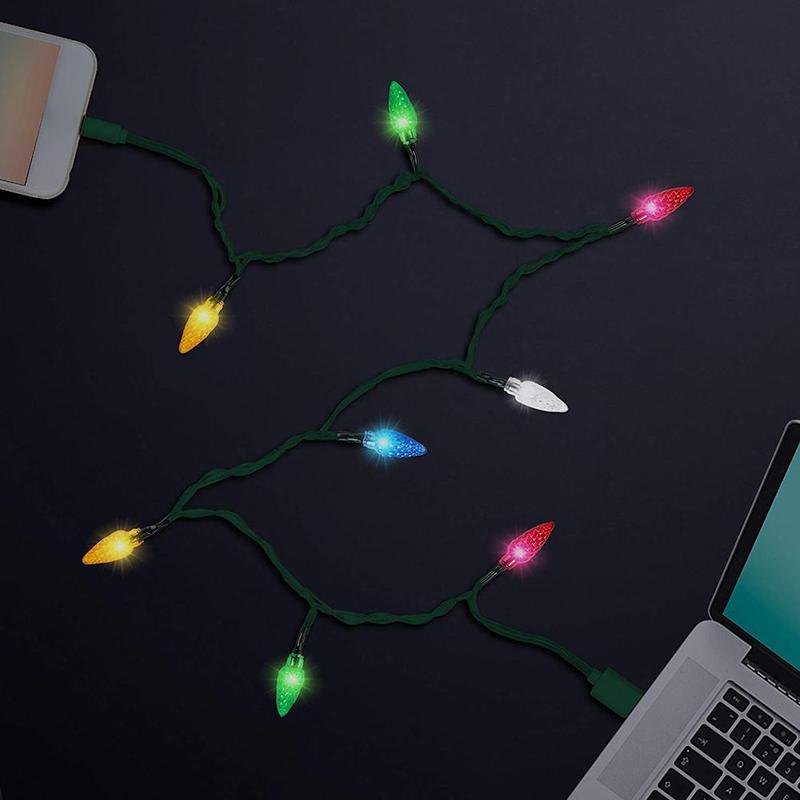 Festive LED USB Charging Cable With Decorative Christmas Lights