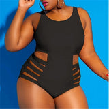 Women's Plus Sized One Piece Swimsuit with Sheer Midriff