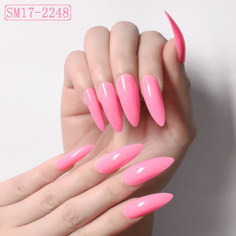 Women's Vibrant Long Round False Nail Set in Multiple Shades