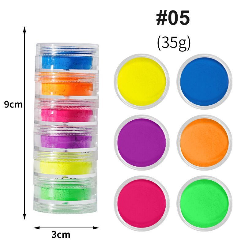 Multicolored Dye Powder for Nail Extensions in 6 Colors