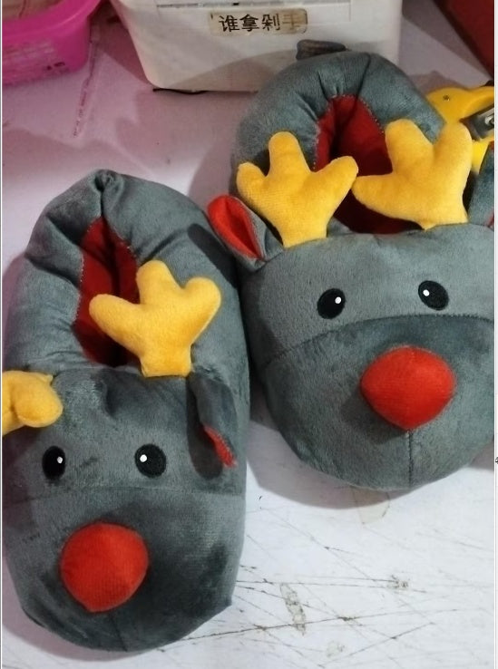 Full Foot Slip On Reindeer House Slippers with Warm Fleece Lining