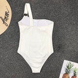 Women’s One Piece Asymmetrical Knit Style Swimsuit