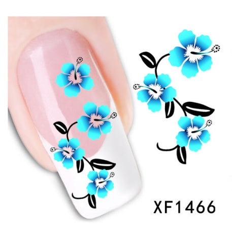 Bloemen en botanische zwarte nagelstickers voor thuisnagels