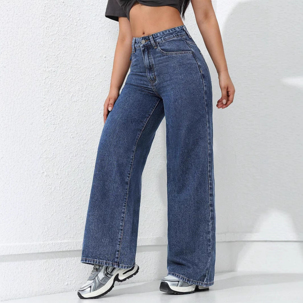Pantalon de jean à jambes larges à jambe large et lâche détendue pour le confort