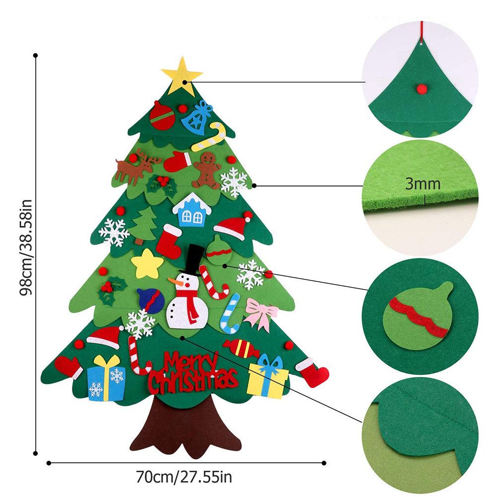 Wall Mounted Filt Christmas Tree met viltaccessoires voor kinderen