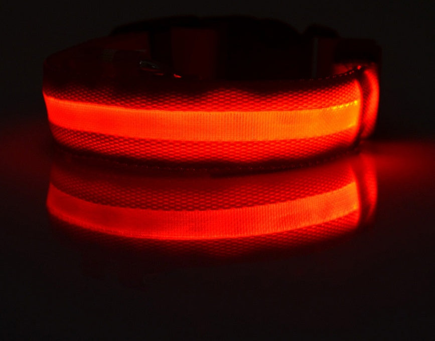 Nylon LED Luminous Pet Collar For Night Safety