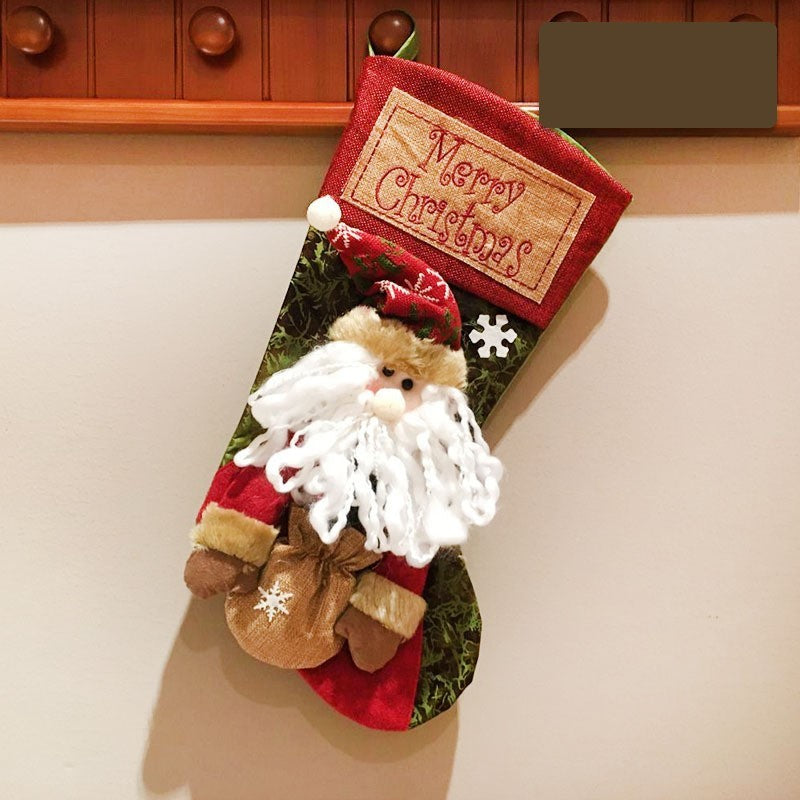 Stoking Salju Rustic Classic Merry Christmas, Santa dan rusa