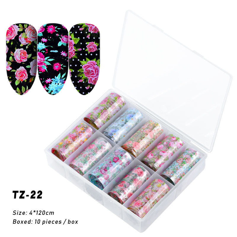 Multicolored and Multipatterned Nail Wraps 10 Piece Set