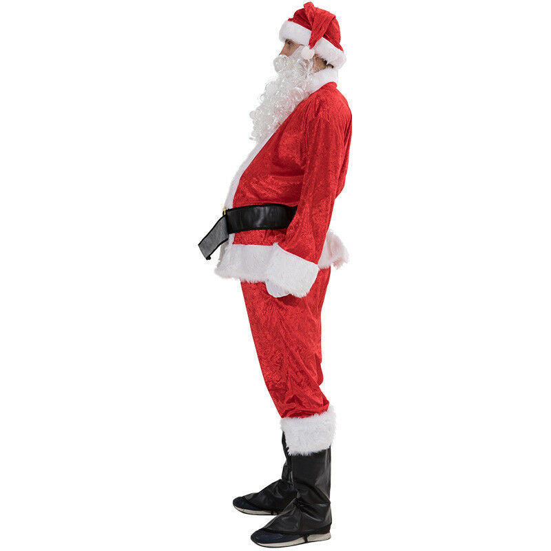 Plus size Santa Claus Volbodem Volwassen kostuum met accessoires