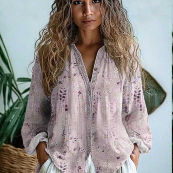 European And American Women's Casual Floral Shirt