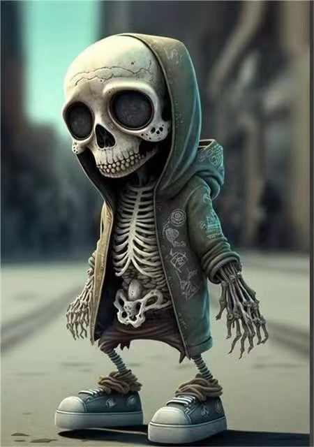 Skeleton Halloween Decoration in a Hoodie with Sneakers