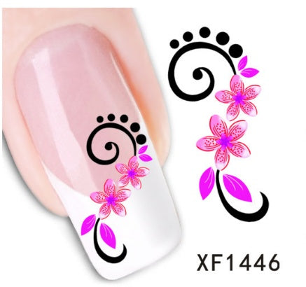 Bloemen en botanische zwarte nagelstickers voor thuisnagels