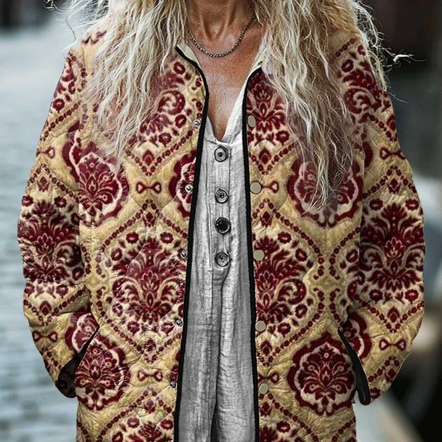 Women's Cotton Padded Jacket With Digital Floral Print