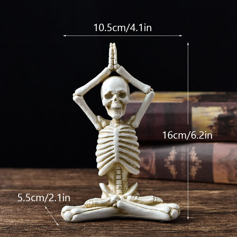 Skelet in yoga poseert Halloween-decoraties met niet-slipbasis