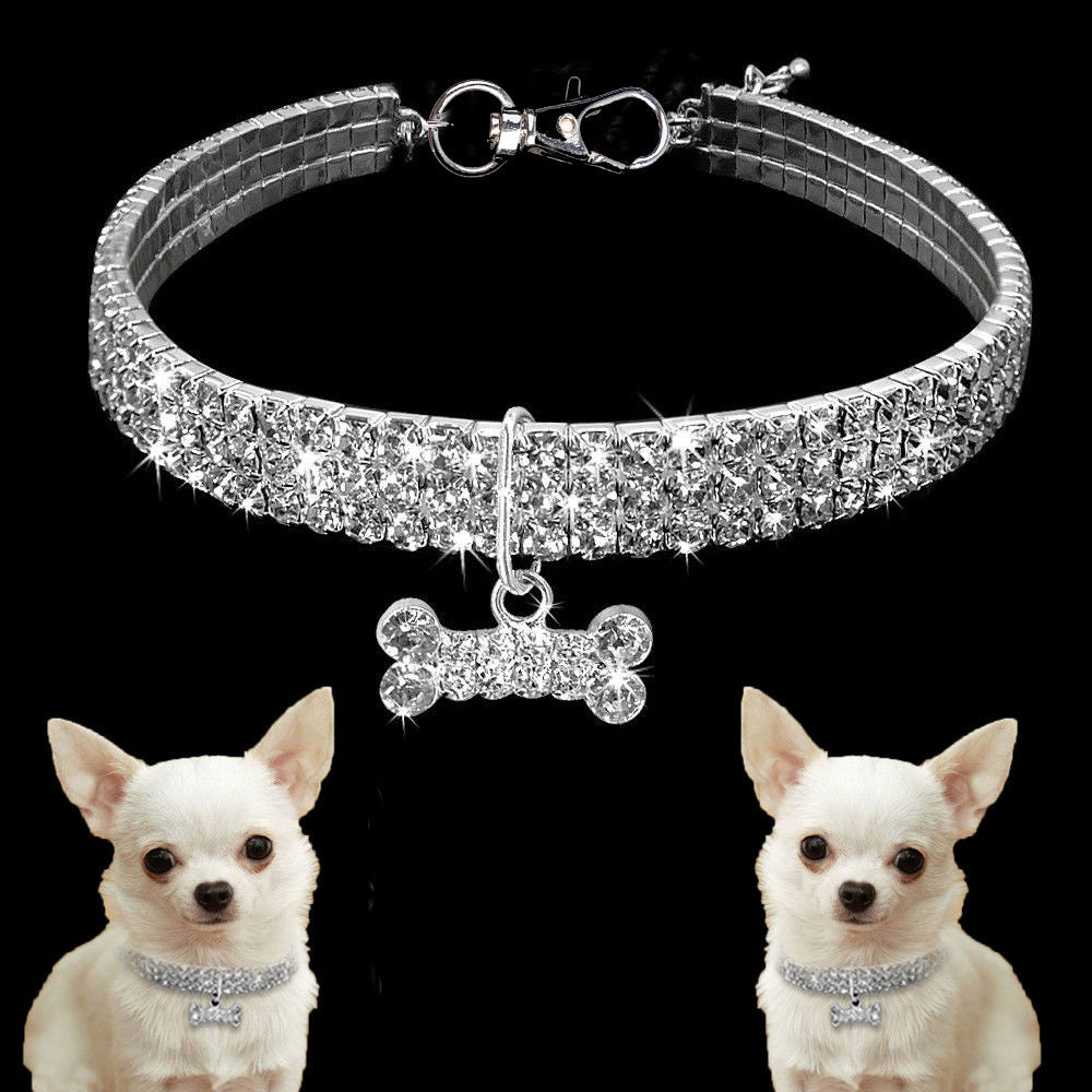 Rhinestone Crystal Dog Collar For Small And Medium Pets