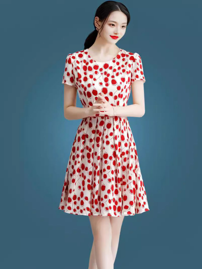 High-end Polka Dot Ice Silk Dress voor luxueuze zomerstyling