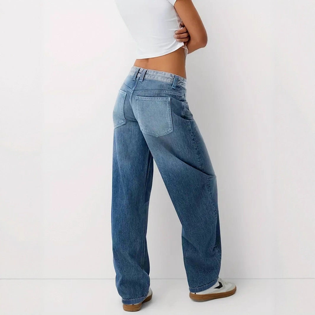 Summer Thin, Loose-fit, Mid-rise, Figure-flattering Wide-leg Denim Jeans For Pear-shaped Figures