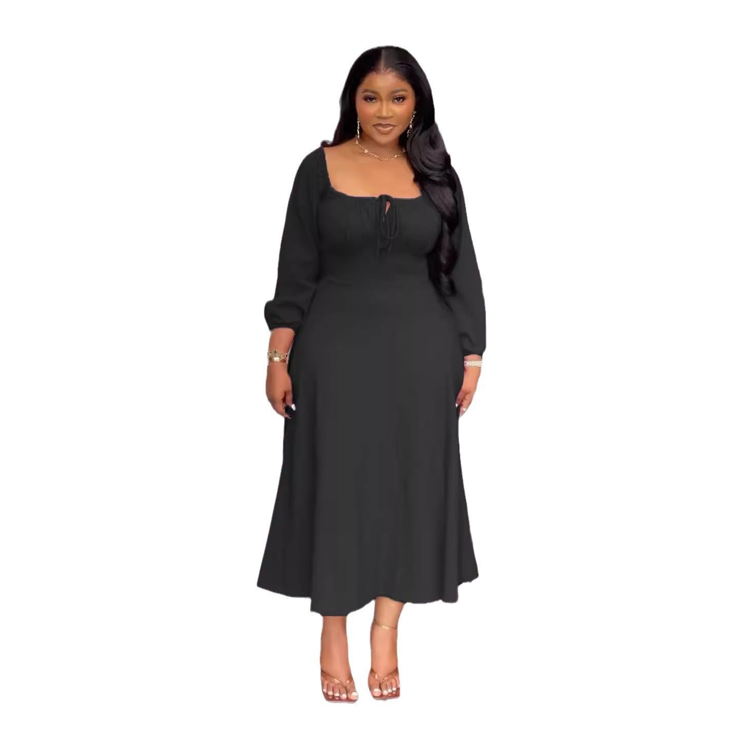 Flattering Cinched Waist A-Line Dress with Timeless Grace