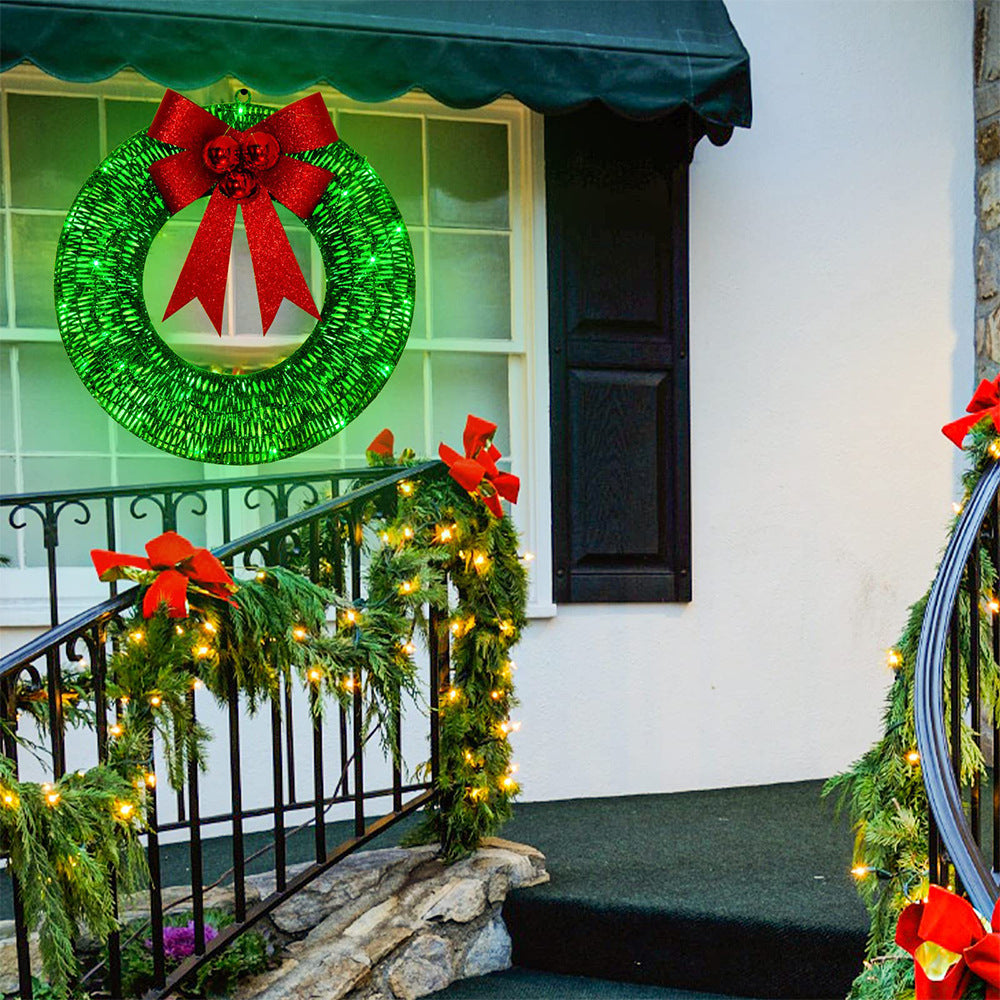 50 Centimeter Christmas Garland with LED Lights and Oversized Bow-Theone Apparel