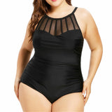 Women's One Piece Plus Size Swimsuit with Mesh Bodice