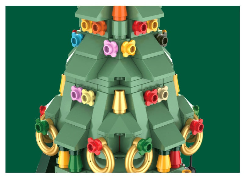 DIY Brick Building Block Rotating Christmas Tree Music Box Christmas Decoration