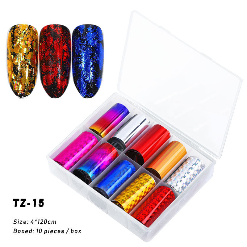 Multicolored and Multipatterned Nail Wraps 10 Piece Set