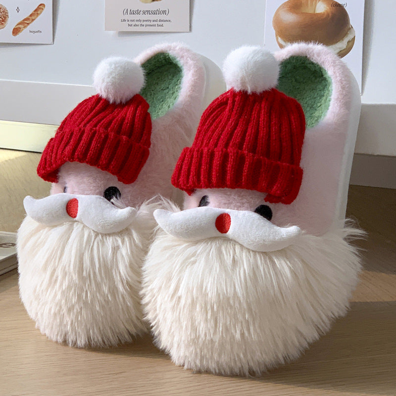 Super Soft and Fluffy White and Red Santa Clause 3D Slippers