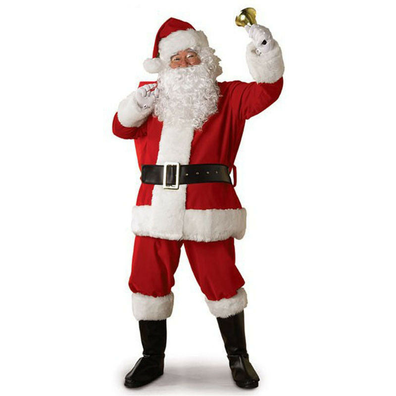 Plus size Santa Claus Volbodem Volwassen kostuum met accessoires