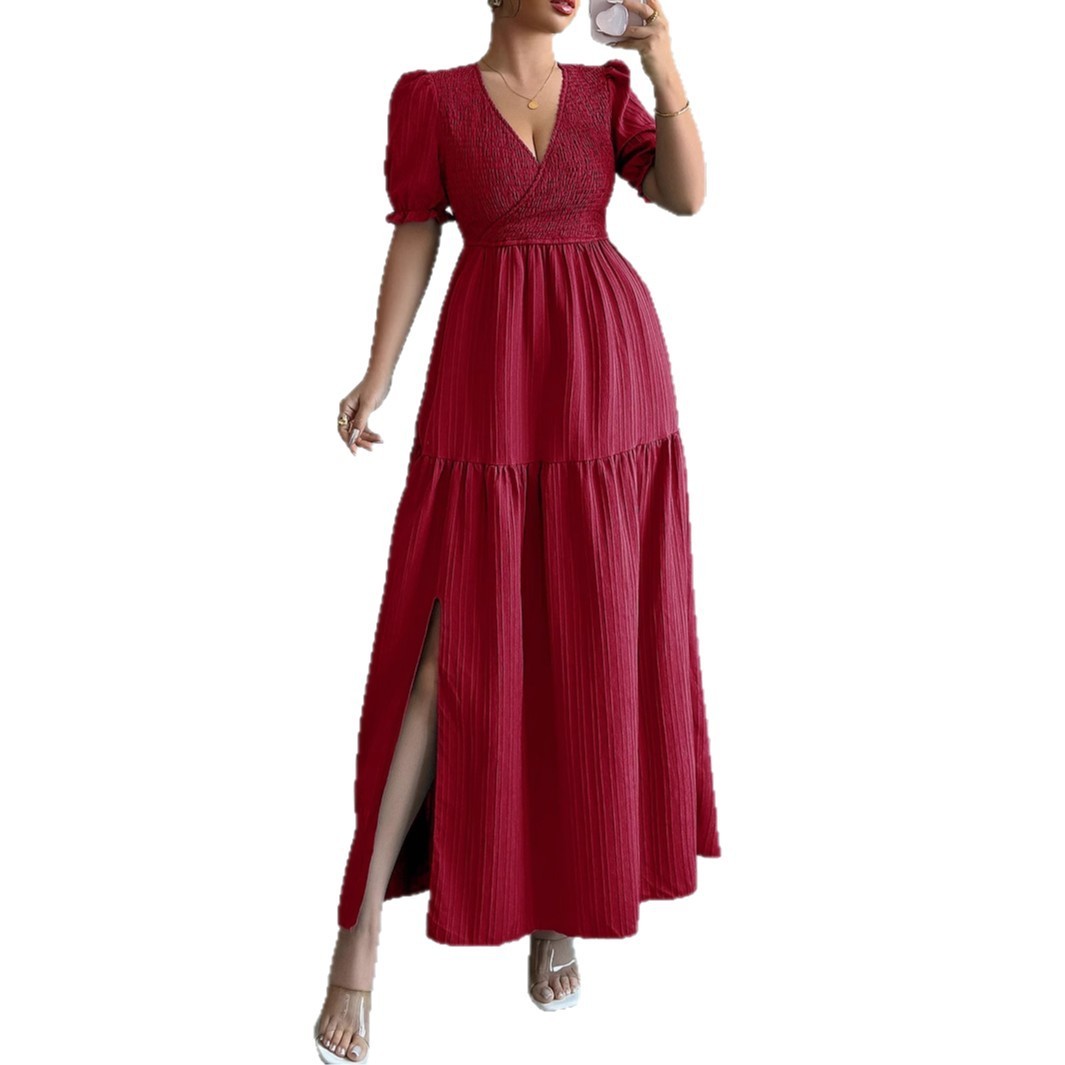 Gaun v-neck dalam yang masuk akal dengan daya tarik mewah modern