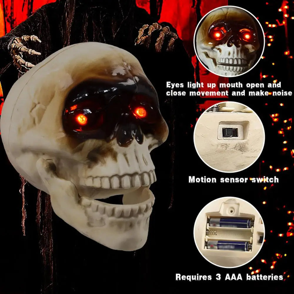 Light Up Skull Animatronic with Motion Sensor Halloween Décor