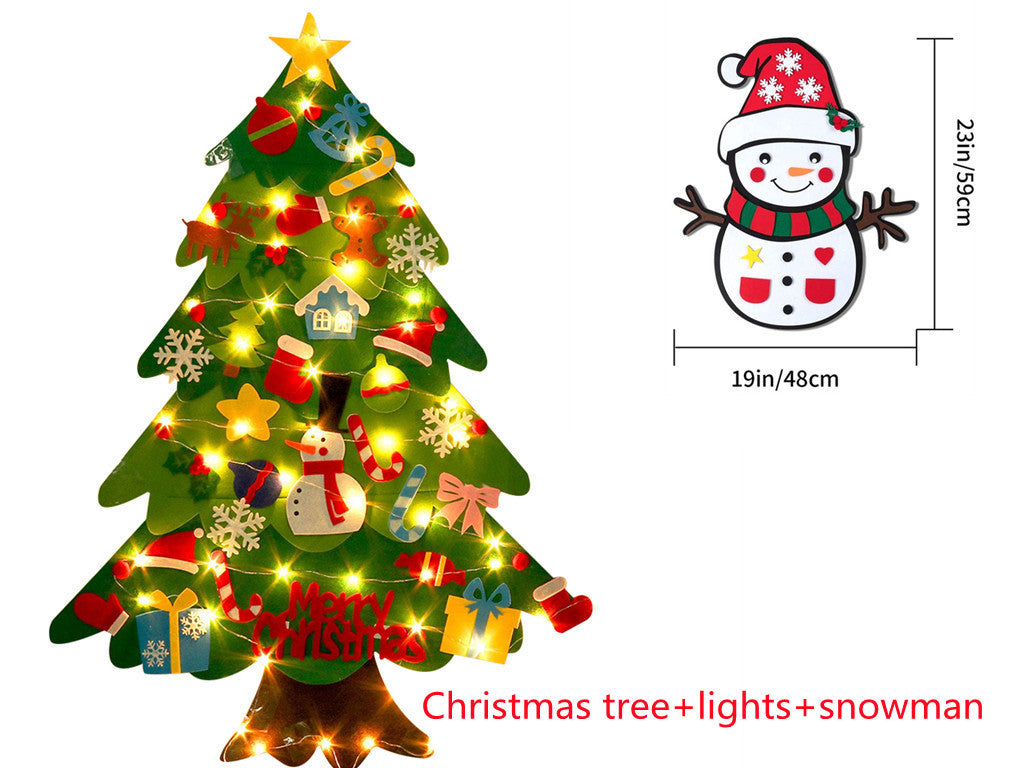 Wall Mounted Filt Christmas Tree met viltaccessoires voor kinderen