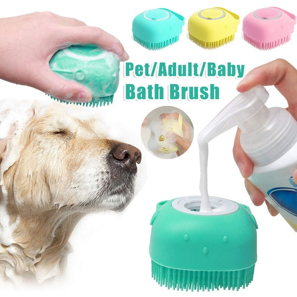 Silicone Dog Bath Massage Gloves With Shampoo Dispenser