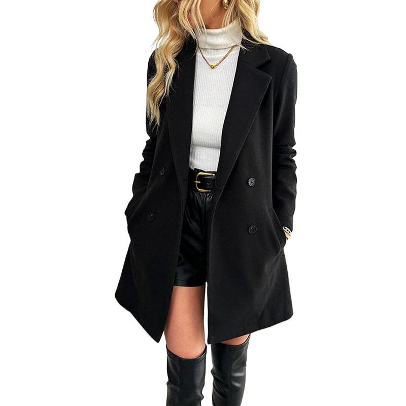 Wool Mid-length Slim-fit Women's Trench Coat