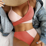 Women’s High Waist Two Piece Swimsuit Set with Wrapped Fabric