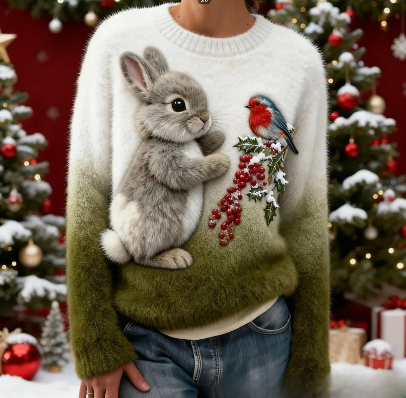 Digital-printed Christmas-patterned Women's Flannel Hoodie